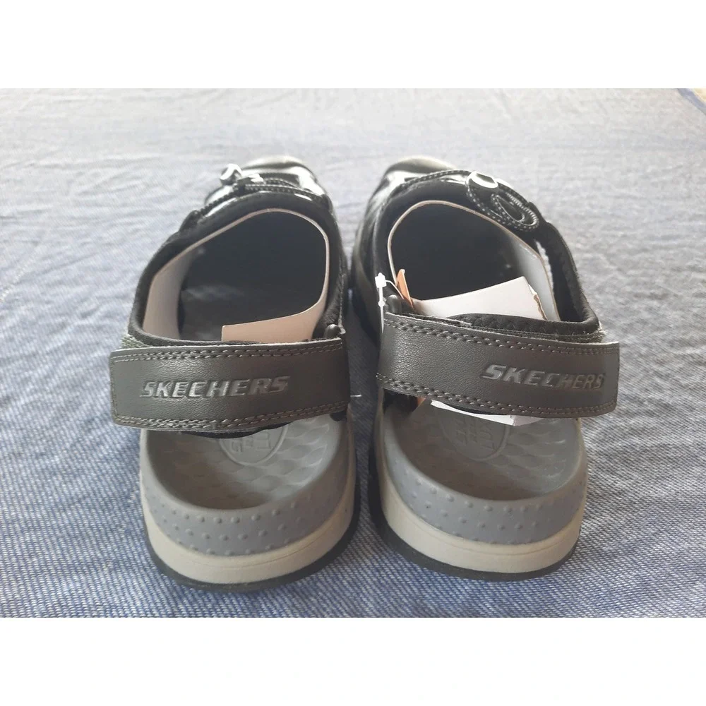 Skechers Relaxed Fit Luxe Foam Mens Grey Fisherman Sandals 204111 Size 11